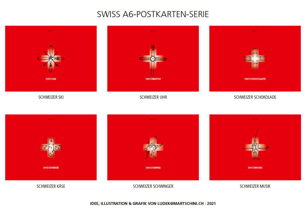 Swiss A6-Postkarten-Serie