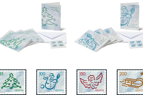 4er-Serie Weihnachts-Briefmarken